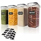 Romon Vorratsdosen mit Deckel Luftdicht, 4er 2.5L Vorratsbehälter BPA-frei, Frischhaltedosen Vorratsgläser mit 24 Etikett Küchen Kitchen Organizer Aufbewahrungsboxen Box für Müsli Zucker Körner