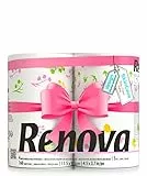 Toilettenpapier Renova Blumen/Frühling - bedruckt - 3-lagig - Renova - Hochwertiges weißes Klopapier - 4 Rollen