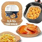 HONYAO Backpapier für Heißluftfritteuse 3,5-5 L, 100 Stück 18x18 cm Eckig Air fryer Papier Antihaft Einwegschalen Luftfritteuse Pergamentpapier Liner Kompatibel mit COSORI,Philips,Cecotec Airfryer