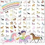 Hongma Pferd Glitzer Sticker mit Glitzereffekt 6pcs Über 150 Motiv Glitzersticker Horse Einhorn Aufkleber Holografische für Kinder Mädchen Scrapbooking Fotoalbum Geschenke (Nicht Reflektierend)
