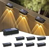 Peasur 8 Stück Solarlampen für Außen, Solar Zaunleuchten Aussenleuchte, Wasserdichte Solarleuchten Zaun, Solar Wandleuchte Aussen für Stufen, Terrasse, Garten, Balkon (Warmweiß)