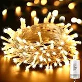 Qedertek Weihnachtsbeleuchtung Außen Batterie 10M 100 LED Lichterkette Batterie mit Timer, Wasserdicht Lichterkette für Außen Innen Party Weihnachtsbaum Dekoration (Warmweiß)