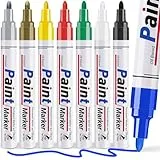 ANYUKE Permanent Marker: 8 Farben Wasserfester Stift für Steine Bemalen, Lackstift Wasserfeste Stifte für Glas, Tassen, Metall, Holz, Reifen, Kunststoff Basteln, Rundspitze 2-3 mm, Wasserfest