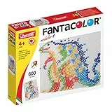 Quercetti Fantacolor Modular 4, Mosaik Spielzeug ab 4 Jahre Kinder, 600 Bunte Stecker in 7 Farben, Kreatives Montessori Spielzeug, Lernspiele und Gesellschaftsspiele, Geschenk Mädchen Junge 4+ Jahre