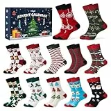 Moyel 12 Paar Adventskalender Socken Herren 43-46 Lustige Adventskalender 2025 Männer Advent Calendar Geschenke Mann Weihnachtskalender Erwachsene 2025 Adventkalender zum Befüllen Teenager Junge
