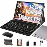 DEERTiME 2025 Tablet 10 Zoll Android 13 OS mit 12GB RAM+128GB ROM(TF 1 TB), 5G +2.4G WLAN, 8 Core 2.0 GHz | GMS | 8000mAh | 5MP+8MP | BT 5.0 | Widgets mit Tastatur+Fall - Grau