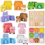 KMTJT Montessori Holzspielzeug ab 1 Jahr – Bauernhof Tier-Puzzle & Sortierspiel mit Zahlen, Pädagogisches Motorikspielzeug für Kleinkinder 1-3 Jahre, Lernspielzeug Geschenk für Jungen & Mädchen