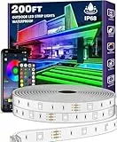 60M Outdoor LED Streifenleuchte wasserdicht,IP68 Außen LED Lichtband wasserfest mit App-Fernsteuerung,Musik Synchronisation RGB Outside Lichterkette für Balkon,Terrasse,Dach,Garten,Pool (60M)