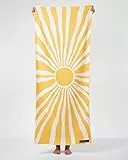 WOODSANDWAVES - Strandtuch aus recycelter Mikrofaser - schnelltrocknend, leicht, kompakt - 180cm x 80cm - XL Badetuch - Handtuch für Reisen - saugfähig, sandfreies & großes Strandhandtuch (Sunshine)