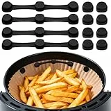 Meetory 12 Stück Magnete für Airfryer Backpapier Silikon - Magnetische Silikonschnallen für Heißluftfritteusen Airfryer Zubehör für Single & Dual Basket Air Fryer Kochen und Backen