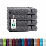 Class Home Collection Frottee Gästetücher 30x50 cm – 4er Set Gästetuch – Besonders weiche & saugfähige Gästetücher aus 100% Baumwolle mit Aufhänger – Anthrazit