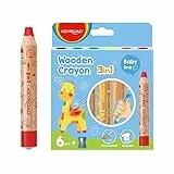 Keyroad JUMBO 3 in 1 Holz Wachskreiden/Aquarell- Wachsmalstifte Wasserlöslich-6 Stück plus ein Spitzer/Buntstifte für Kinder Junge Erwachsene/Kindersicher Ungiftig,KR972328,Mehrfarbig