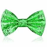 Aomig Glitzer Fliege Herren, Pailletten Fliegen für Männer, Schmale Smoking Fliege Schleife mit Haken, Unisex Kostümzubehör Verstellbare Bow Tie für Hochzeit Party, Karneval, Fasching, Kleidung (Grün)