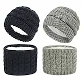 TSWRK Kinder Beanie Hut Schal Set Strickmütze Winterschal für Jungen Mädchen 0-2Jahre