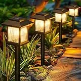 BUCASA 6 Stück Solarlampen für Außen Garten, Moderne 3X Heller Solarleuchten für Außen mit Warmweiß Wolfram, Transparentes Design Solarleuchten Garten Deko für Rasen, Terrasse, Hof, Geschenke