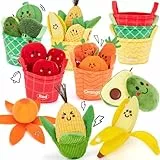 hahaland Baby Spielzeug 6 Monate, Montessori Lernspielzeug mit Obst & Gemüse Plüsch 16PCS, Weiches Motorik Spielzeug mit Rassel, Sortierspiel mit Korb, Sensorik Baby Geschenk für ab 6-12 Monate