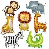 XXL Folienballon Animals, Pack of 7 Foil Balloons, Tier Luftballons, Dschungel Tiere Luftballons, Forest Animals Lion Tiger Balloon, Helium Balloons Animals for Children Birthday Party Decoration