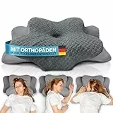 Glückstoff® Orthopädisches Kissen (Zertifiziert für alle Schlaftypen) Kopfkissen Nackenschmerzen aus Memory Foam | Nackenstützkissen Ergonomisches Kopf-Kissen Seitenschläferkissen Grau