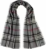 FRAAS Cashmink Schal 63 x 200 cm - Weicher als Kaschmir - Made in Germany - Stola kariert für Damen - Perfekt für Herbst und Winter Grau