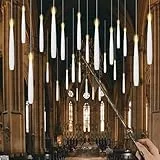 Eldnacele 22 Stück Flackernde Schwebende Kerzen mit Zauberstab und 6H Timerfunktion, LED Stabkerzen mit Fernbedienung, Flammenlose Hängende Fliegende Kerzen für Halloween Deko (15,5 cm, weiß)