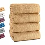 Montafox 4er Set Duschtücher 140 x 70 cm Flauschige Duschhandtücher 100% Baumwolle Saugfähig Kuschelig Weich Badetuch Duschtuch