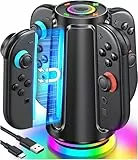 Switch 2 Controller Ladestation, Ladestation für Kompatibel mit Nintendo 2 Switch Joy Con, 8 RGB-Lichtmodi Charging Station Zubehör 3 Stunden Schnelles Vollladen, Oval