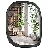 Americanflat Asymmetrischer Wandspiegel, 22 x 28 cm, Hängespiegel mit robustem Rahmen, moderner Spiegel für Badezimmer, Schlafzimmer, Wohnzimmer, Spiegel für Wanddisplay und Wohnkultur, Schwarz