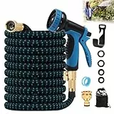 Gobesty Flexibler Gartenschlauch, 22.5M Wasserschlauch Flexibel, Dehnbarer Wasserschlauch mit 10-Funktionen-Düse, Leichter und Knickfreier Flexischlauch, Gartenschläuche mit 3-Fach Latexkern (Blau)