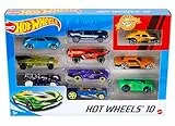 Hot Wheels 1:64 Die-Cast Auto Geschenkset, je 10 Spielzeugautos, zufällige Auswahl, Spielzeug Autos ab 3 Jahren, 10er Pack, Mehrfarbig, 54886