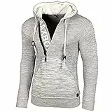Baxboy Kapuzenjacke Herren Winter Top Kapuzenpullover Reißverschluss Pulli Sweatshirt Jacke BB-277 Neu, Farbe:Grau, Größe:XL