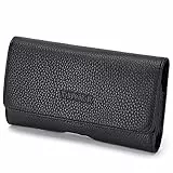Horizontale schlanke Handyhülle aus echtem Leder mit Gürtelschlaufe, Handy-Gürtelholster, Smartphone-Gürtelhülle, Halterung, Gürteltasche, Magnetverschluss, kompatibel mit iPhone 15 Pro Max/14 Pro Max