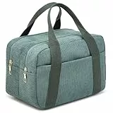 Jiliyote Kulturtasche und Kulturbeutel Damen Cord mit Aufteilung,Waschtasche und Kosmetiktasche Organizer für Reise und Alltag (Grün,Mittlelgröße)