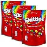 3 er Pack Skittles Fruits 3 x 136g Kaudragees mit knuspriger Zuckerhülle und Fruchtsaftkonzentrat