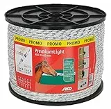 AKO Weidezaunseil Premium Light (weiß/blau, 400 m Länge, 6 mm breit, Tierzaun, Zubehör Weidetiere, Tierzubehör) 441565