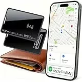 Hendari Dünne Geldbörsen Tracker Karte 2 Pack, 2025 Neue Wiederaufladbarer Wallet Tracker Kompatibel mit Apple Wo ist?(Nur iOS), Air Smart Tag Card für Reisekoffer/Geldbeutel/Koffer, IP68 Wasserdicht