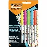 BIC Intensity Marker, in 5 verschiedenen Farben, Strichstärke: 0.8 mm, schnelltrocknend, mit Austrocknungsschutz