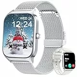 KALINCO Smartwatch Herren Damen, Blutdruckuhr mit Bluetooth-Telefonie, AI Fitness Tracker mit Herzfrequenz SpO2 Stress, 100+ Sportmodi Fitnessuhr,Weltuhr, Schlafanalyse, Geschenkideen für iOS Android