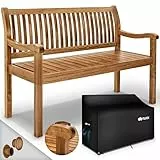 tillvex Gartenbank Holz 3-4 Sitzer inkl. Abdeckung wetterfest 150 cm | Parkbank Massivholz | Balkonbank Sitzbank 320 kg belastbar | Holzbank Gartenmöbel für Balkon, Terrasse & Garten