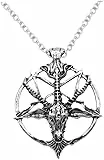 Generic Ziegenkopf satanische Halskette Anhänger umgekehrte Pentagramm 4 * 3,8 cm für Fans von satanischen oder okkulten Themen, Unisex, Edelstahl, 20 Zoll