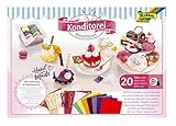 folia 51029 - Bastelfilzset Konditorei 20 teilig, umfangreiches Bastelset zum Gestalten von Kaufladen Produkten aus Filz, inklusive Anleitung und Schnittmuster