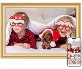 Frameo WLAN Digitaler Bilderrahmen 10,1 Zoll, HD 1280 * 800 IPS Touchscreen Elektronischer FotoRahmen mit 32GB Speicher, Auto Drehung, Einfache Weitergabe von Fotos Videos über Frameo App