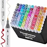 Tongfushop 80 Farben Marker Stifte Set, Meißel & Feine Verdoppelt Spitzt Alkoholmarker, 2 Sekunde Schnell Trocknende Kunst Sketch Permanent Filzstifte für Zeichnung, Design, Rendering, Brief, Manga
