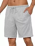 Leversic Schlafanzughose Herren Kurz Sommer Bermuda Schlafshorts Baumwolle Pyjamahose für Männer, 367-Hellgrau, XXL
