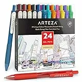 ARTEZA bunte Gelschreiber, 24er-Pack farbsortierter Gelstifte, 10 vintage & 14 lebhafte Farben, Gelkugelschreiber mit einziehbarer 0.7 mm Spitze, für Journaling, Doodling, Zeichnungen, Notizen
