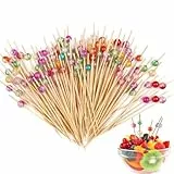 100 Stück Zahnstocher, Cocktail Zubehör, Holzspieße, Cocktailspieße Deko, Spieße Fingerfood, Zahnstocher Holz, Buffet Zubehör, Spiesse für Snacks Fingerfood Partys (Farbige Kristallperlen)