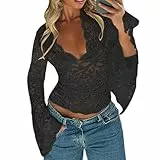 Crop Tops Damen Trendyol Langarmshirts Für Stockholm Style Clothes Damen+Tops Y2k Longsleeve Clean Girl Must Haves Laufshirt Schwarz, S