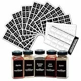 TrustKK Gewürzglas-Etiketten Set, 275 Stück, 9 Bögen, Schwarze Aufkleber für Gewürze, Selbstklebend, Rechtecke 5x3cm