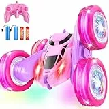 MidiVix Ferngesteuertes Auto, 2.4Ghz Doppelseitig 360° drehbarer RC Crawler mit Scheinwerfern Radlichtern, 4WD Off Road Drift RC Auto Spielzeug Geschenke für Mädchen Jungen 6-12 Rosa Lila