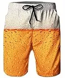 ALISISTER Badeshort Herren 3D Bier Druck Sommer Badehose Elastische Taille Strandshorts Beiläufig Jogginghose Sporthose für Herren L