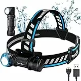 TrustFire MC18 Taschenlampe mit leistungsstarkem Ausgang, max. 1200 Lumen, Entfernung 115 m, mit 1 x 18650 Akku und Kopfband